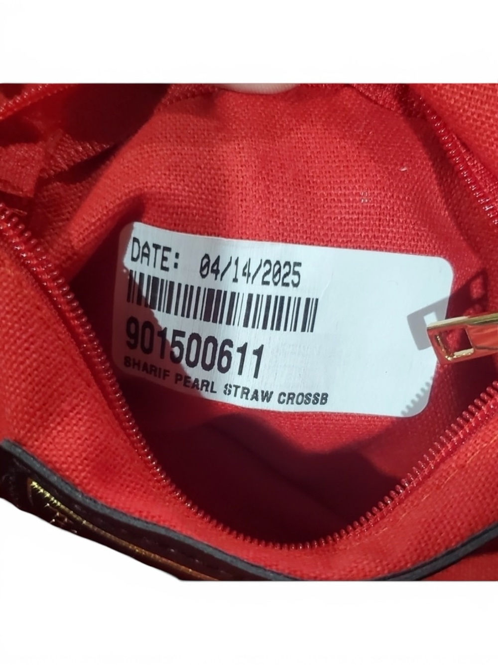Sharif Red Crochet Pearl Shoulder Bag with Charm Accent - Picture 6 of 11